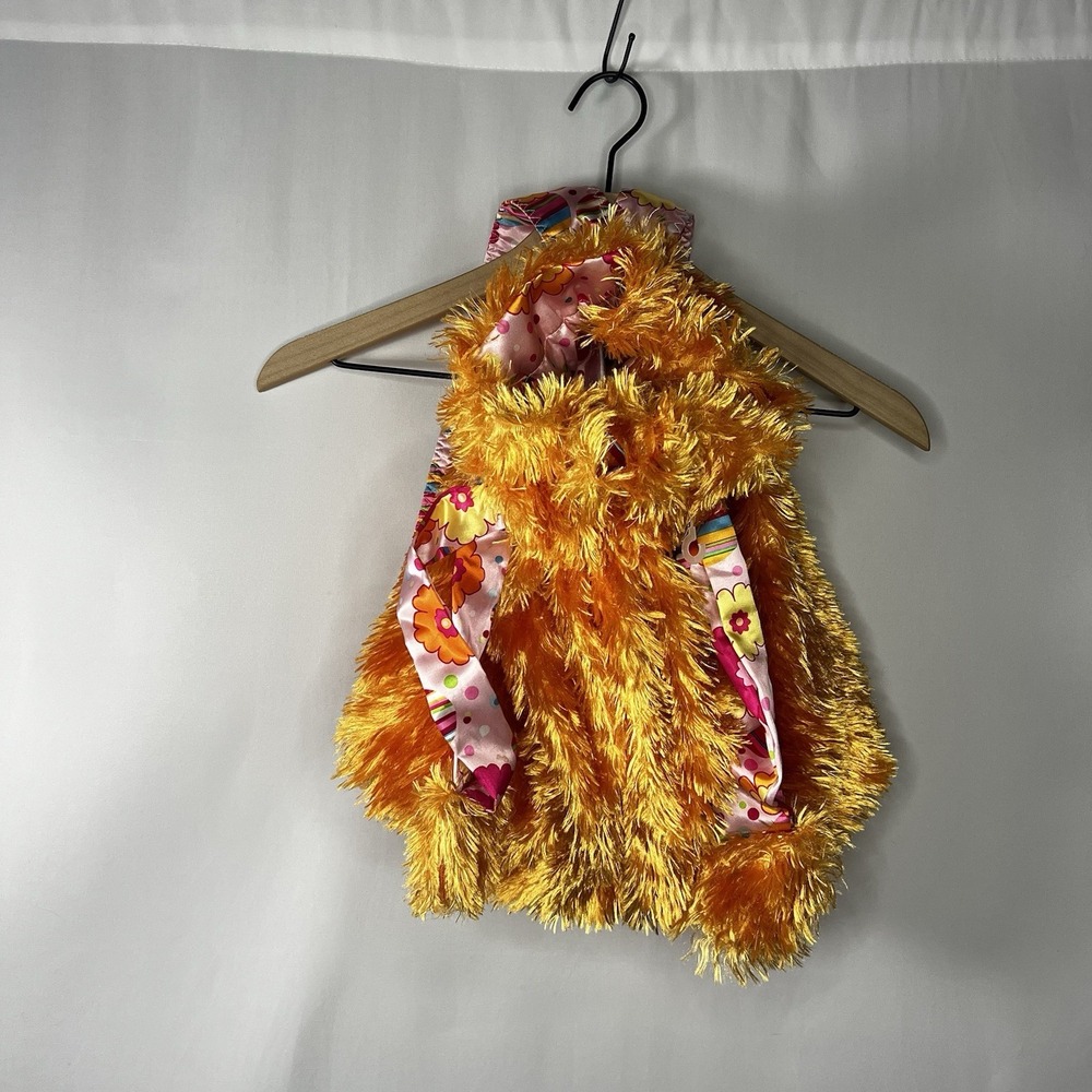 Freckles & Maya Bag Orange Faux Fur Backpack‎ Satin Fabric Lining Drawstring